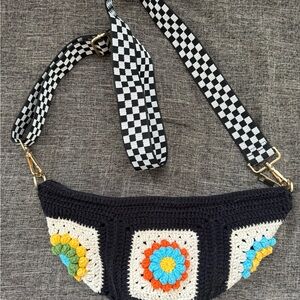 Handcrafted Crochet Crossbody Bag - Multicolor